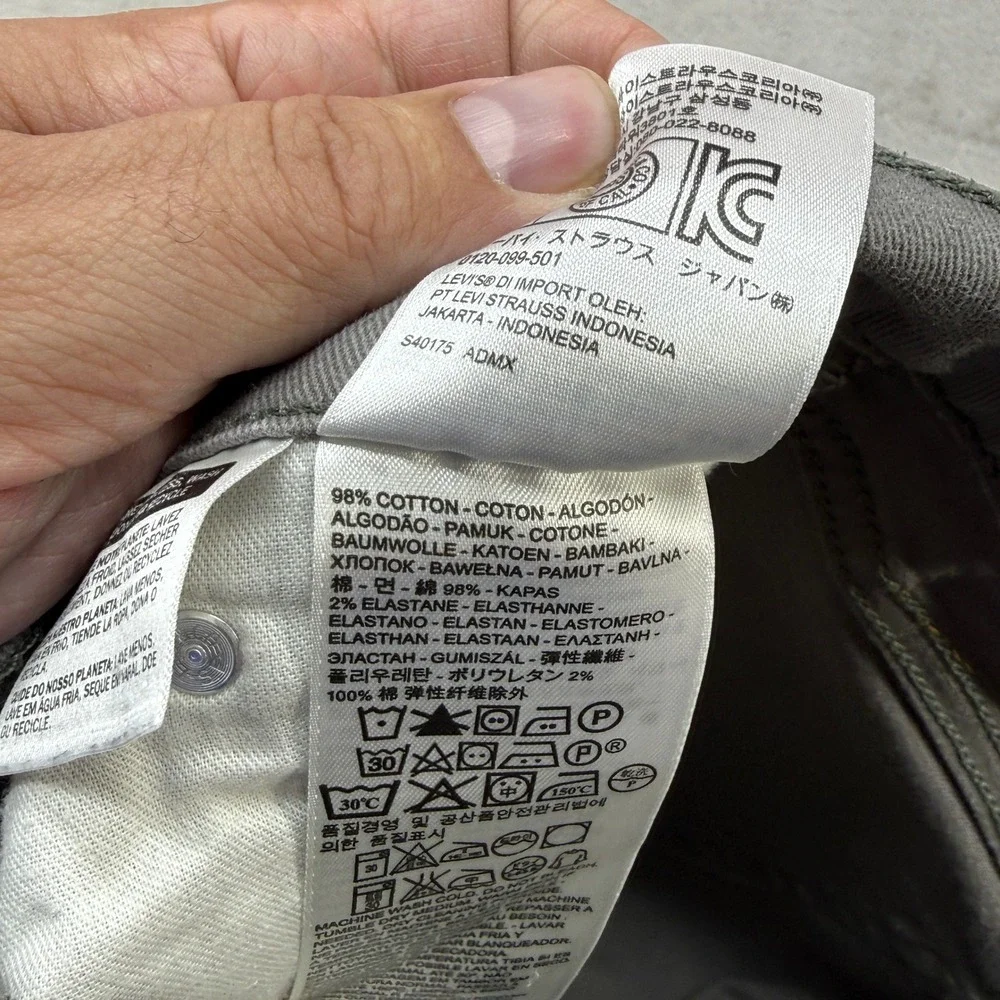 Levi's 513 Slim Straight Pants Mens 32x32 Charcoal Grey Stretch Cotton Twill